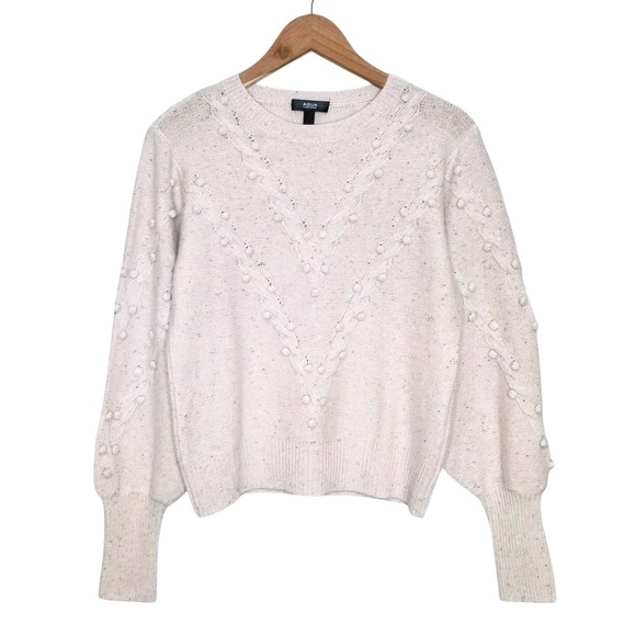 AQUA Cashmere Popcorn Cable Cashmere Sweater Size Medium Heathered Pastel Pink - Picture 9 of 9